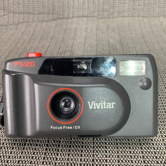 Vivitar PS120 Focus Free DX 35mm Point & Shoot Film Camera With Flash & Motoriz